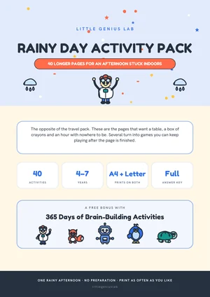 Cover of the Rainy Day Activity Pack